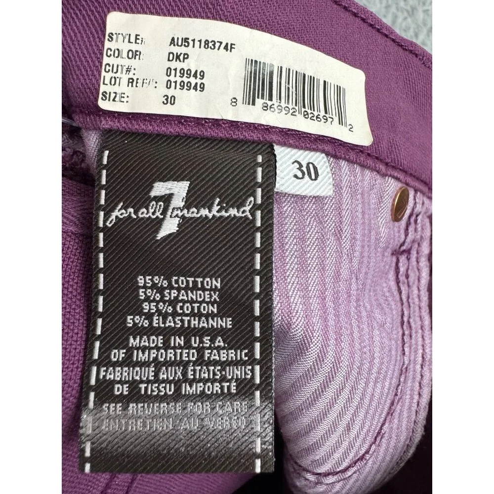 Metallic Purple Denim Shorts Womens Size 30 NWT 7 For All Mankind Cotton/Spandex - Picture 3 of 14